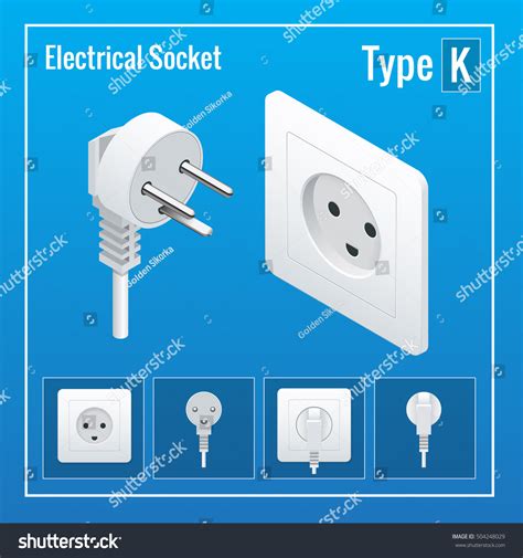 Isometric Switches Sockets Set Type K Stock Vector Royalty Free