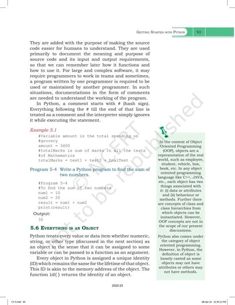 Ncert Book For Class 11 Computer Science Chapter 5 Getting Started With Python