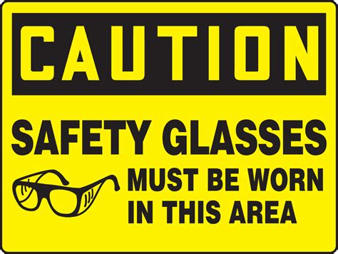 Safety Glasses Must Be Worn In This Area Bigsigns™ Caution Mppe605