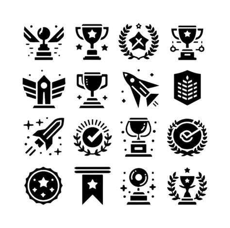 Premium Vector Award Cups Vector Set Trophy Black Icons Sport