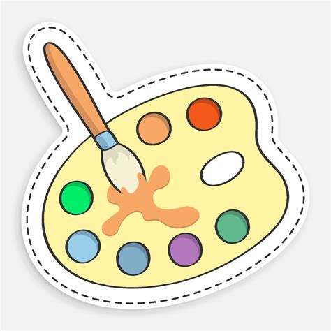 Icono De Acuarelas Vector De Dibujos Animados Paleta De Pintura Porn