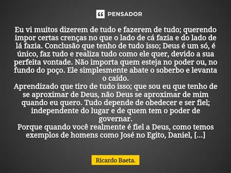 ⁠eu Vi Muitos Dizerem De Tudo E Ricardo Baeta Pensador