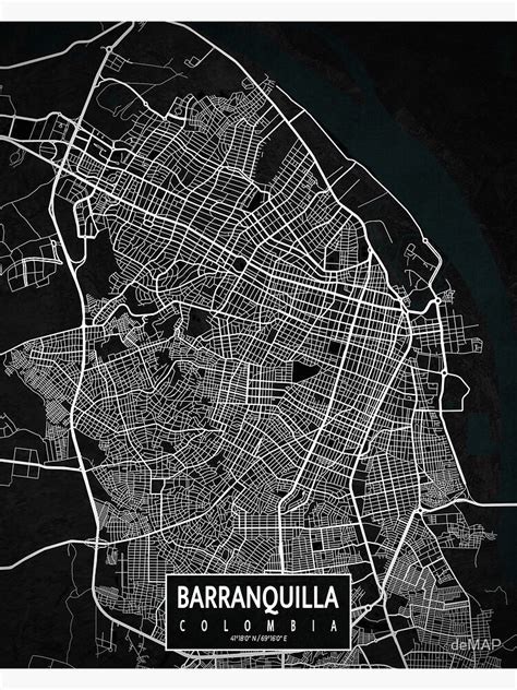 "Barranquilla City Map of Colombia - Dark" Poster for Sale by deMAP | Redbubble