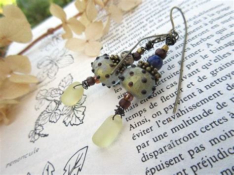 Contemporary Bohemian Earrings With Glass Pebbles Of The Sea Like