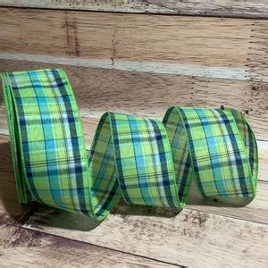 Spring Plaid Ribbon Blue And Green Plaid Ribbon Wired Ribbon X