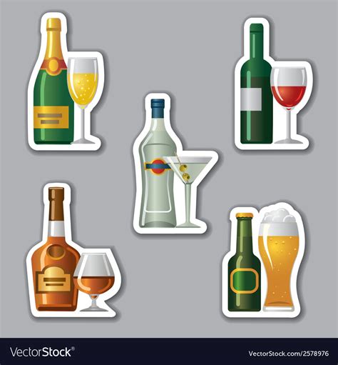 Alcohol drinks stickers Royalty Free Vector Image