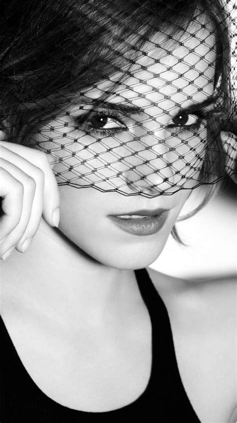 Celebrity Emma Watson Actress Monochrome Black And White Veil