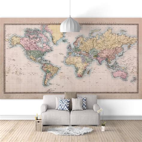 Amazon AJOHBM World Map Removable Wallpaper Classic Retro