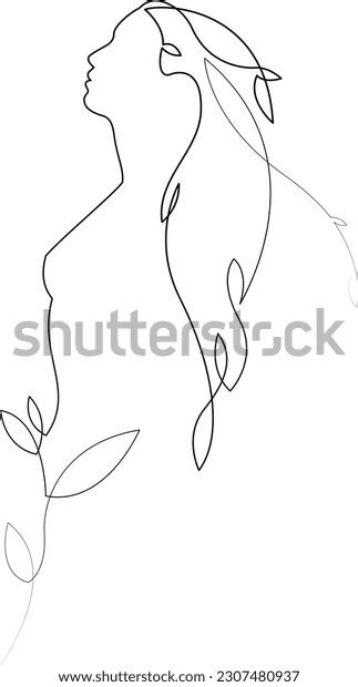 One Line Drawing Woman Body Leaves Stock Vector (Royalty Free ...