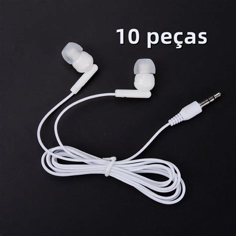 10 X Fone De Ouvido Branco Para Celular Headset Com Fio E Sem Microfone