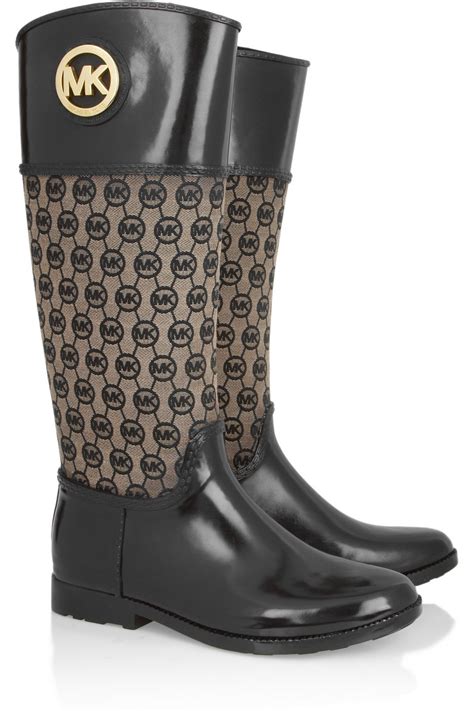 Michael Michael Kors Fulton Jacquard And Rubber Rainboots In Black Lyst