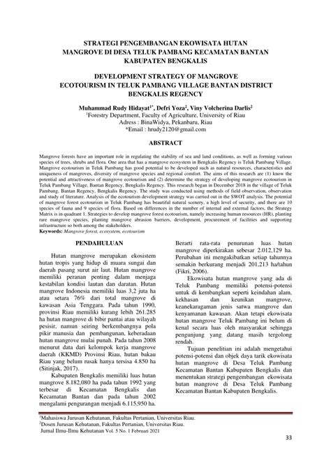 PDF STRATEGI PENGEMBANGAN EKOWISATA HUTAN MANGROVE DI DESA TELUK