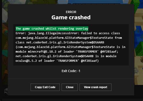 Game Crashed With The Game Crashed Whilst Rendering Overlay Rminecraft