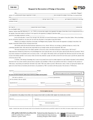 Fillable Online Request For Revocation Of Pledge Of Securities Set