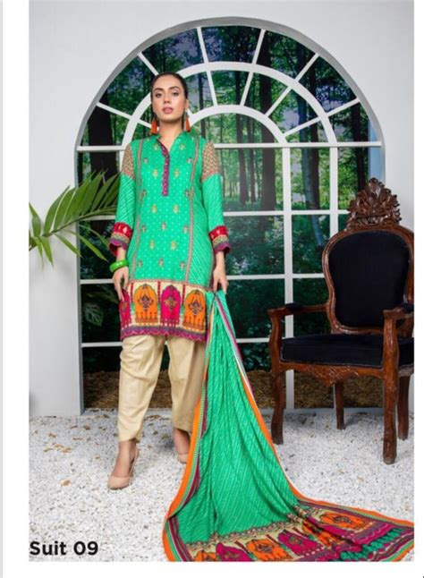 Cotton Embroidered Pakistani Sahil Linen Suit Unstitched At 1100 In