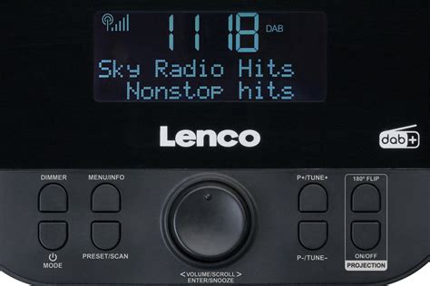 Lenco CR 615BK Clockradio Med Urprojektion FM DAB