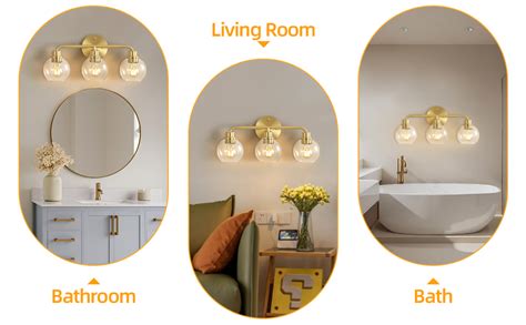 Bathroom Light Fixtures Gold Vanity Light 3 Light Wall Sconces Lighting Brushed Brass Lights