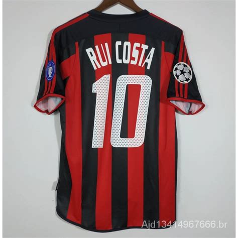 03 04 Ac Milan Alta Qualidade T Shirt Personalizado Para Casa Retro