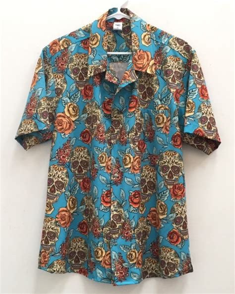 Hawaiian Shirt for Men With Vintage Skulls and Roses, Casual Retro ...