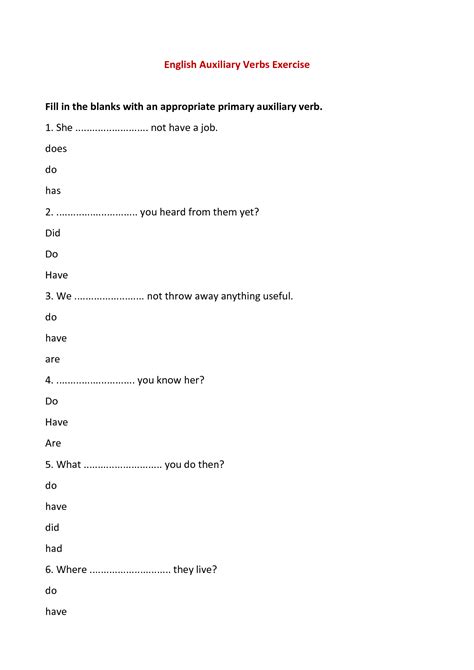 Solution English Auxiliary Verbs Exercise Studypool