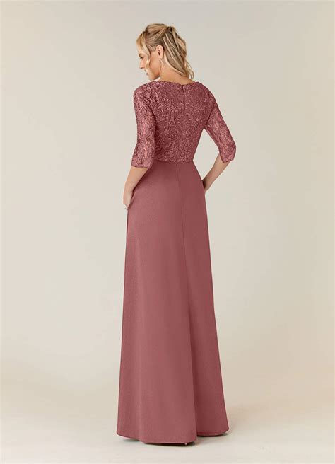 Desert Rose Azazie Leith A Line Lace Floor Length Dress Azazie