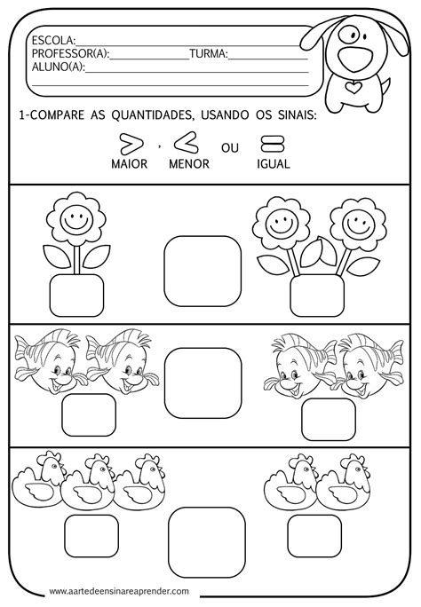 Atividade Pronta Comparando Quantidades Sinais A Arte De