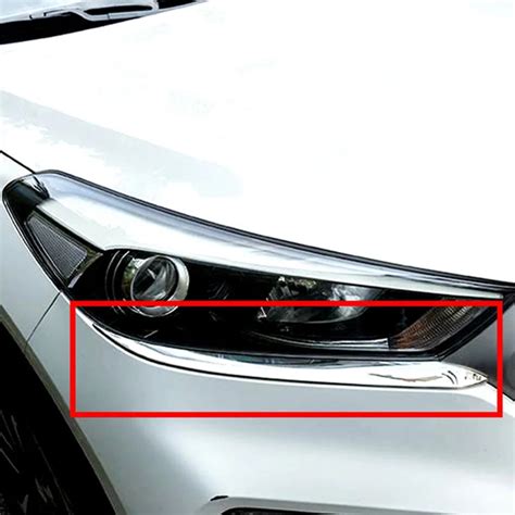 2PCS Chrome Front Head Light Lamp Eyelid Eyebrow Strip Cover Trim