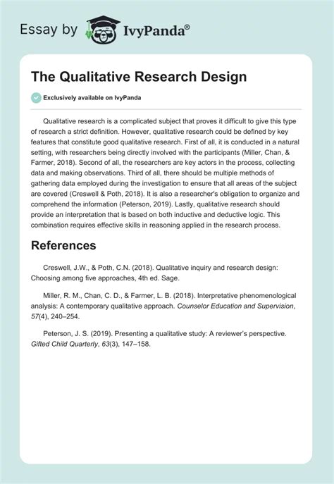 The Qualitative Research Design Words Essay Example