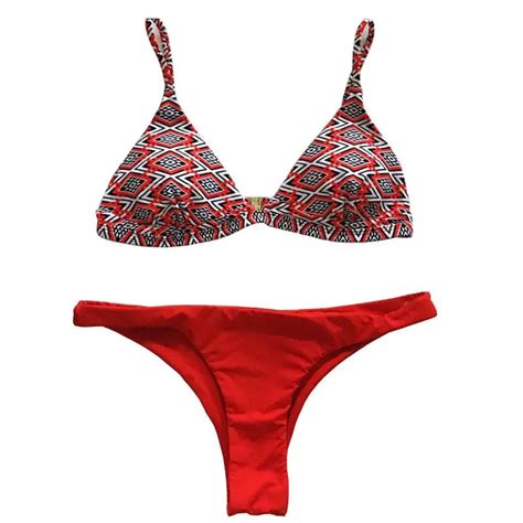 Sexy Women Swimsuits 2018 New Stripe Print Pop Padded Bandage Swimwear