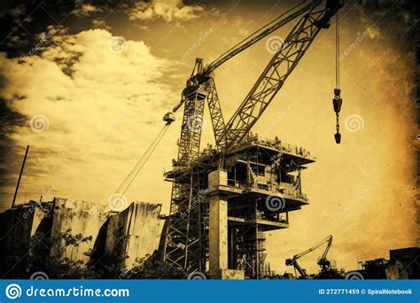 Crane at the Construction Site Stock Illustration - Illustration of ...