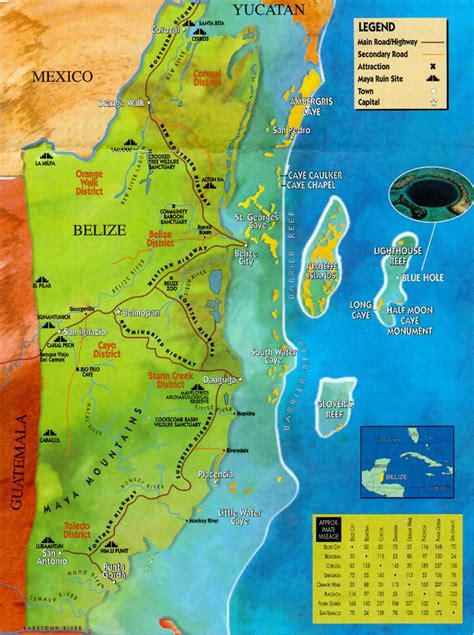 Belize mayan ruins map - Belize ruins map (Central America - Americas)