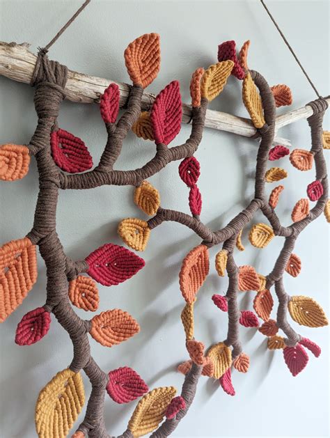 Autumn Leaves Large Macrame Vines And Leaves Sculpture Macrame