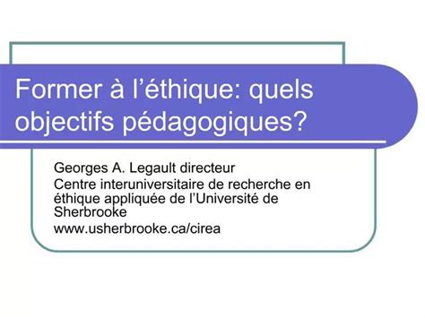 PPT Former L Thique Quels Objectifs P Dagogiques PowerPoint