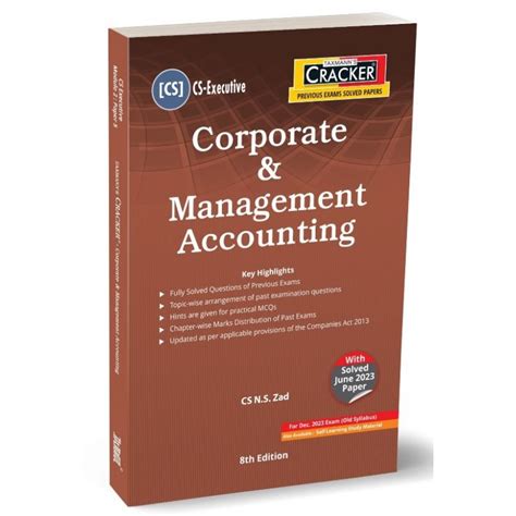 Taxmann S Cracker On Corporate Management Accounting For Cs Executive