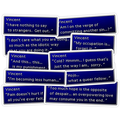 10pc Final Fantasy VII Vincent Valentine Quote Sticker Sheet - Etsy