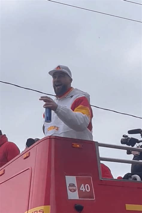 Travis Kelce shoots Fireball during Super Bowl parade