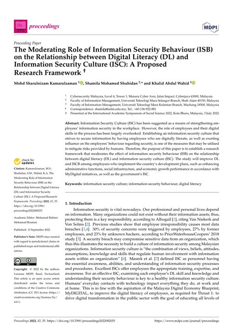 Pdf The Moderating Role Of Information Security Behaviour Isb On