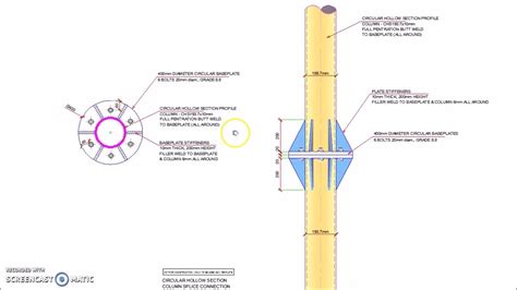 Circular Hollow Section CHS Column Splice Connection Detail YouTube