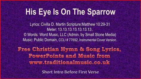 His Eye Is On The Sparrowviola Section Hymn Lyrics And Music Youtube