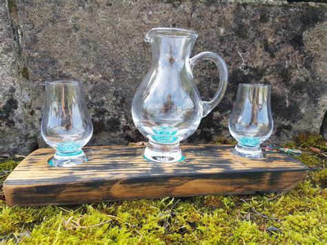 Mini Wee Glencairn Glass Whisky Tasting Tray With 2 Glasses And Jug