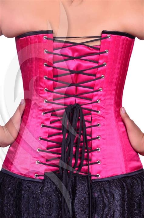 Hot Pink Satin Steel Boned Fullbust Corset Premium Corset Corsets