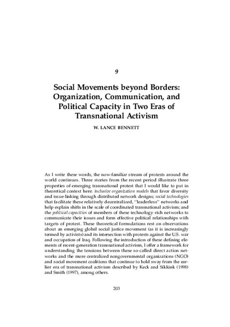 Pdf Social Movements Beyond Borders Understanding Two Eras Of