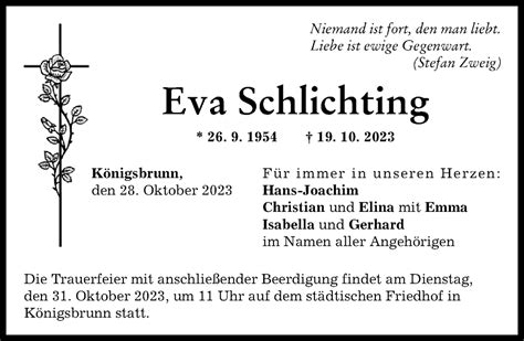 Traueranzeigen Von Eva Schlichting Augsburger Allgemeine Zeitung