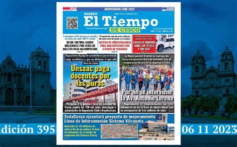 Diario El Tiempo de Cusco Edición 395 Lunes 06 11 2023 Diario El