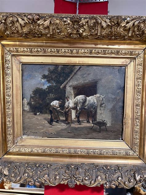 Proantic Painting E Jacques Oil On Canvas The Farrier