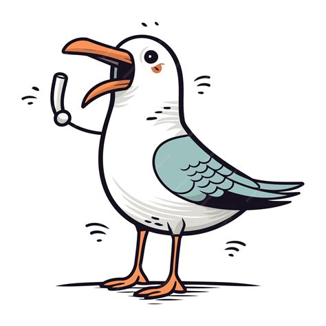 Premium Vector Seagull Singing A Song Vector Illustration On White