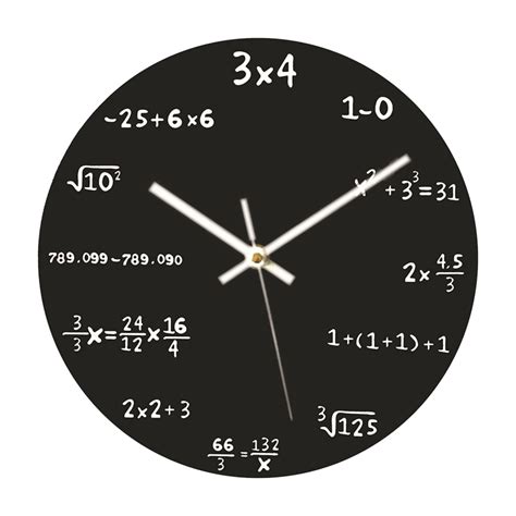 Modern Design Novelty Math Equation Wall Clock Black 12 Inch Math Wall