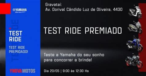 Ynova Motos Yamaha Gravata Test Ride Premiado Em Gravata Sympla