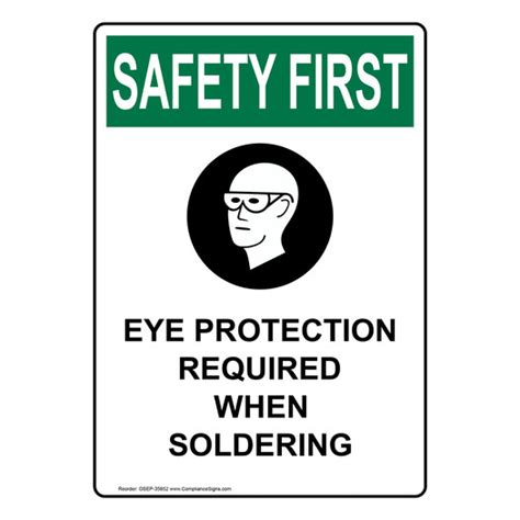 Eye Protection Required Soldering Osha Safety Sign Sizes