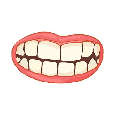 Premium Vector | Mouth with white healthy teeth icon in cartoon style ...